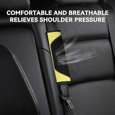 2 Pack Leather Mesh Universal Seatbelt Shoulder Strap Protector,Car Seat Belt Pads Cover, Soft Harness Pad Safety Belt Cover for Comfortable Driving, Car Interior Accessories (Green) in Saudi Arabia