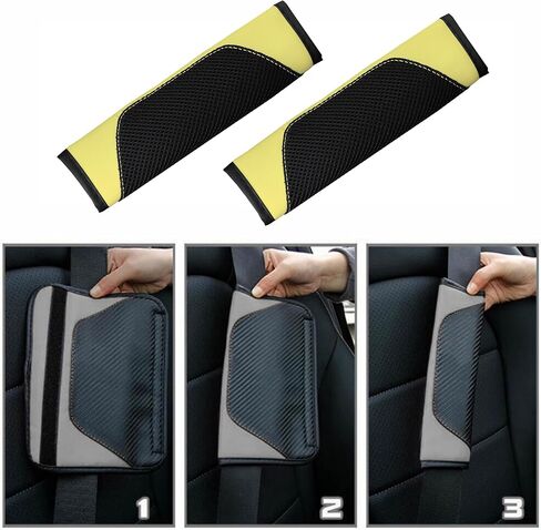 2 Pack Leather Mesh Universal Seatbelt Shoulder Strap Protector,Car Seat Belt Pads Cover, Soft Harness Pad Safety Belt Cover for Comfortable Driving, Car Interior Accessories (Green) in Saudi Arabia