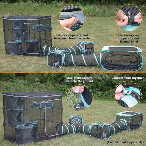 Kitty City Outdoor Catio Mega Kit for Cats, Replacement Parts, and 10' Tunnels in Kuwait