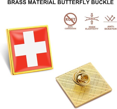 12/50/100 Pack Switzerland Flag Lapel Pins Bulk - Metal Swiss Brooch Badge Souvenir for Men Women Clothes Bags Hats in Saudi Arabia