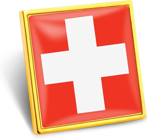 12/50/100 Pack Switzerland Flag Lapel Pins Bulk - Metal Swiss Brooch Badge Souvenir for Men Women Clothes Bags Hats in Saudi Arabia