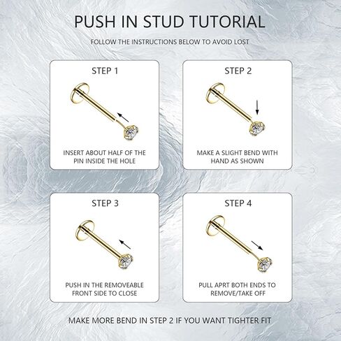 20G 18G 16G 6mm Threadless Push in Nose Stud Rings for Women Men Stainless Steel Nose Studs Nostril Piercing Jewelry CZ Nose Rings Studs1.5MM 2MM 2.5MM 3MM 8Pcs Black Silver 14K Gold Filled in Saudi Arabia