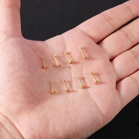 20G 18G 16G 6mm Threadless Push in Nose Stud Rings for Women Men Stainless Steel Nose Studs Nostril Piercing Jewelry CZ Nose Rings Studs1.5MM 2MM 2.5MM 3MM 8Pcs Black Silver 14K Gold Filled in Saudi Arabia