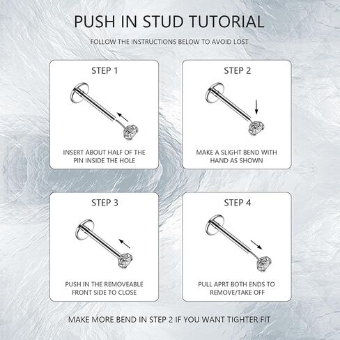 20G 18G 16G 6mm Threadless Push in Nose Stud Rings for Women Men Stainless Steel Nose Studs Nostril Piercing Jewelry CZ Nose Rings Studs1.5MM 2MM 2.5MM 3MM 8Pcs Black Silver 14K Gold Filled in Saudi Arabia
