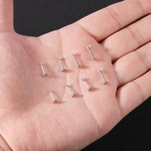 20G 18G 16G 6mm Threadless Push in Nose Stud Rings for Women Men Stainless Steel Nose Studs Nostril Piercing Jewelry CZ Nose Rings Studs1.5MM 2MM 2.5MM 3MM 8Pcs Black Silver 14K Gold Filled in Saudi Arabia