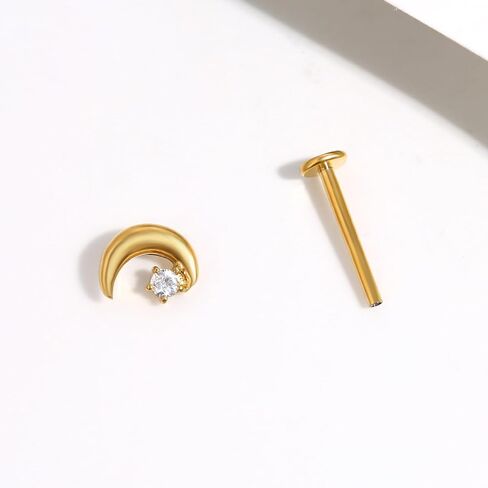 16g الذهب/الفضة G23 التيتانيوم داخليًا متلوقة القلب/القمر والنجوم العلوي شفة لابريت مونرو غضروف الغضروف in Kuwait