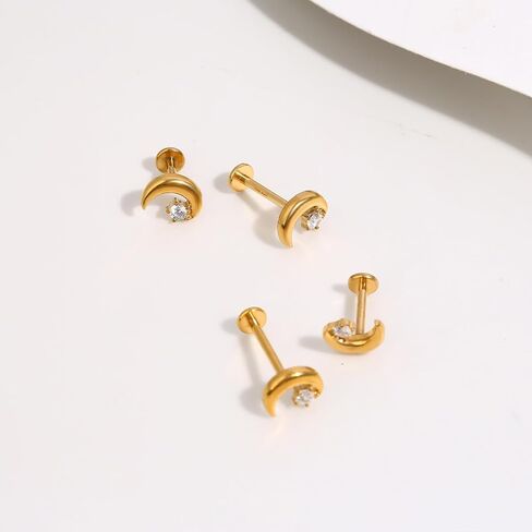 16g الذهب/الفضة G23 التيتانيوم داخليًا متلوقة القلب/القمر والنجوم العلوي شفة لابريت مونرو غضروف الغضروف in Kuwait