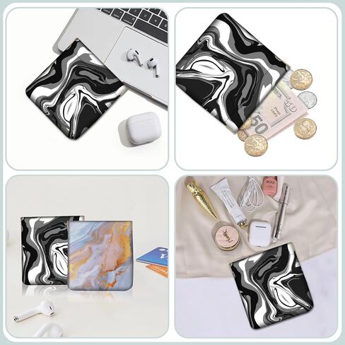 Creatcabin 2pcs Snap Closure Organizer Leather Pu Mini Wallet Coin Prestoreger Pouch Pouch Marble Squeez in Kuwait