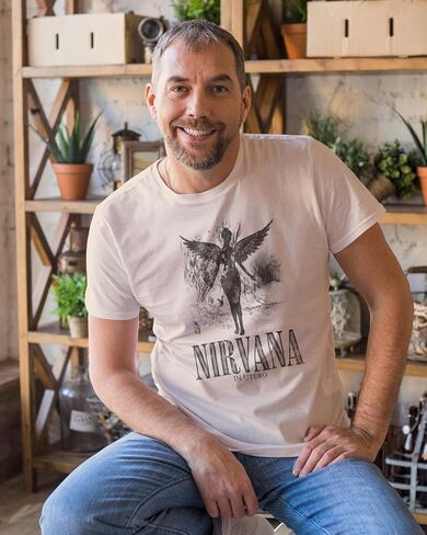 nirvana in utero logo logo الكبار الأكمام القصيرة t Shirt 90s Grunge Music Music Tees Tees in Kuwait