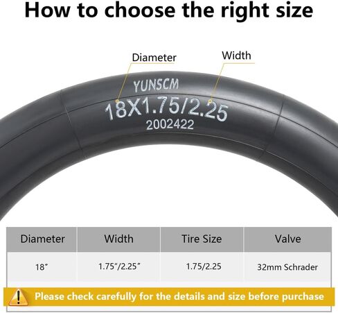 YunSCM 18" Bike Tubes 18x1.5/1.75 AV32mm Schrader Valve 18" Bicycle Inner Tubes Compatible with 18 x 1.5-1.75 Kid Bike Tire Tubes-2 Pack in Saudi Arabia