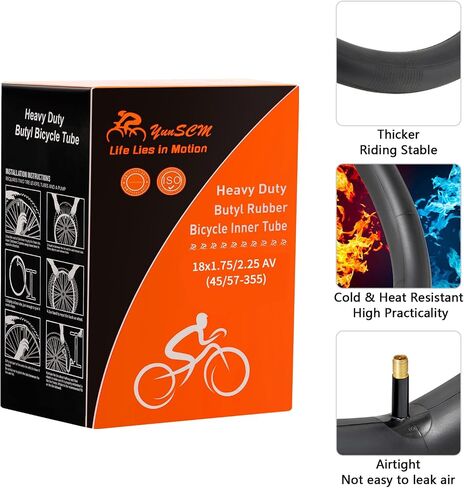 YunSCM 18" Bike Tubes 18x1.5/1.75 AV32mm Schrader Valve 18" Bicycle Inner Tubes Compatible with 18 x 1.5-1.75 Kid Bike Tire Tubes-2 Pack in Saudi Arabia