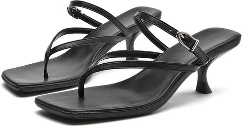DADAWEN Women's Kitten Heels Thong Sandals Square Open Toe Buckle Slip On Flip Flops Heels Sexy Fashion Summer Dressy Wedding Party Pumps Heeled Sandals in Saudi Arabia