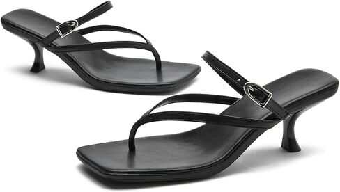 DADAWEN Women's Kitten Heels Thong Sandals Square Open Toe Buckle Slip On Flip Flops Heels Sexy Fashion Summer Dressy Wedding Party Pumps Heeled Sandals in Saudi Arabia