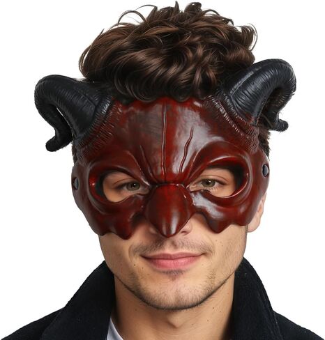 VZQI Demon Mask Devil Half Face Halloween Masquerade Cosplay Props للبالغين in Saudi Arabia