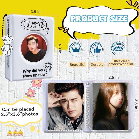 كتاب حامل بطاقات الصور Kpop مقاس 3 بوصات، ألبوم صور صغير Kpop Kpop Photocard Binder، كتاب تجميع بطاقات الصور المجوفة Kpop Photocard المجوف من Love Heart 32 جيبًا، حامل بطاقات صور محمول مع قلادة قلب الحب in Kuwait