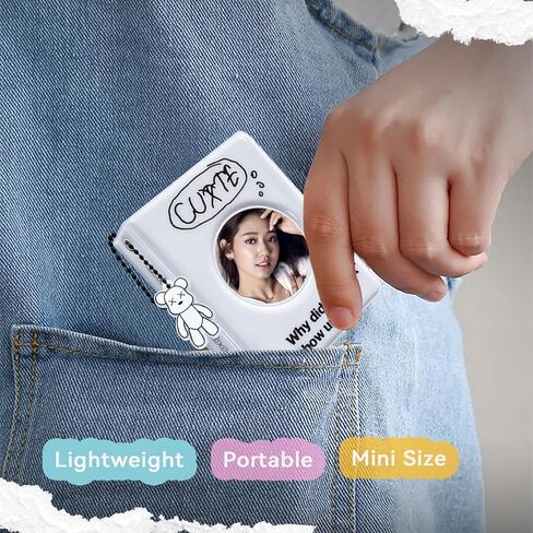 كتاب حامل بطاقات الصور Kpop مقاس 3 بوصات، ألبوم صور صغير Kpop Kpop Photocard Binder، كتاب تجميع بطاقات الصور المجوفة Kpop Photocard المجوف من Love Heart 32 جيبًا، حامل بطاقات صور محمول مع قلادة قلب الحب in Kuwait