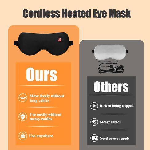 Rechargeable Cordless Heated Eye Mask for Dry Eyes - Adjustable Temperature Portable Eye Warm Compress for Migraines Styes Sinus & Sleep Ideal Gift for Men Women in Saudi Arabia