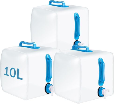 3 Pack Collapsible Water Container with Spigot, 5.3 Gallon Foldable Camping Water Container Portable Camping Water Storage Carrier Jug for Outdoors Hiking Backpack Emergency Kit in Kuwait