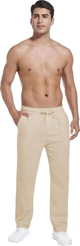 Hoerev Linen Cotton Casual Trousers - Breathe Easy with Lightweight Beach Shore Pants in Saudi Arabia