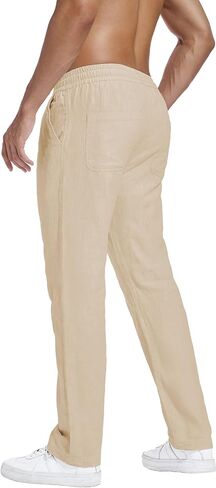 Hoerev Linen Cotton Casual Trousers - Breathe Easy with Lightweight Beach Shore Pants in Saudi Arabia