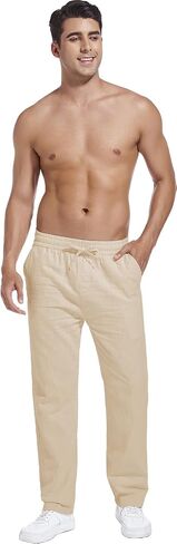 Hoerev Linen Cotton Casual Trousers - Breathe Easy with Lightweight Beach Shore Pants in Saudi Arabia