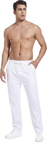 Hoerev Linen Cotton Casual Trousers - Breathe Easy with Lightweight Beach Shore Pants in Saudi Arabia