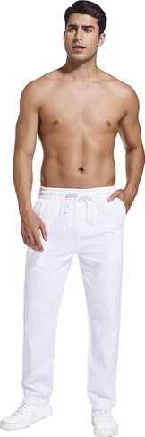 Hoerev Linen Cotton Casual Trousers - Breathe Easy with Lightweight Beach Shore Pants in Saudi Arabia