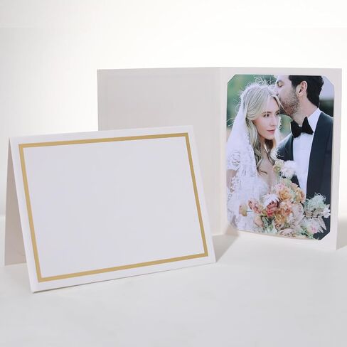 50 Pcs Photo Folders for 4x6 or 5x7 Pictures,Paper Picture Frames, Cardboard Greeting Photo Frame Cards for Graduation Wedding Birthday Classroom DIY (Black with Gold Foil) in Saudi Arabia