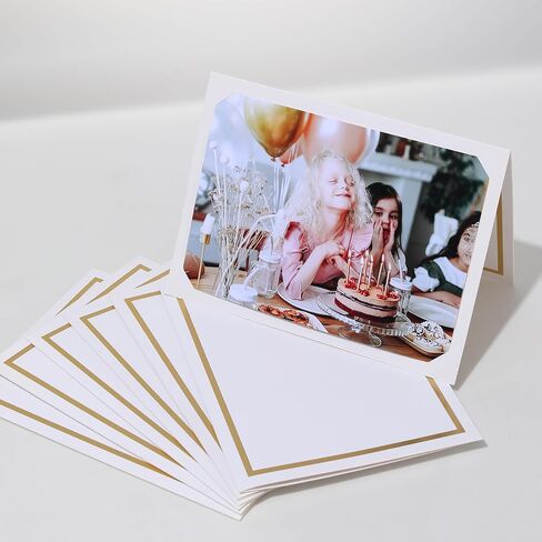 50 Pcs Photo Folders for 4x6 or 5x7 Pictures,Paper Picture Frames, Cardboard Greeting Photo Frame Cards for Graduation Wedding Birthday Classroom DIY (Black with Gold Foil) in Saudi Arabia