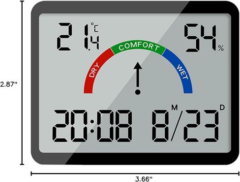 ساعة حائط رقمية بعرض كبير، مستشعر للتاريخ ودرجة الحرارة والرطوبة، مثالية للاستخدام في المنزل والمكتب، تعمل بالبطارية in Kuwait