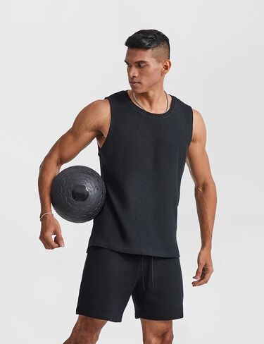 Ouber Men's Athletic Waffle Tank Top – Sleeveless Cotton Gym Shirt for Workout & Running in Saudi Arabia