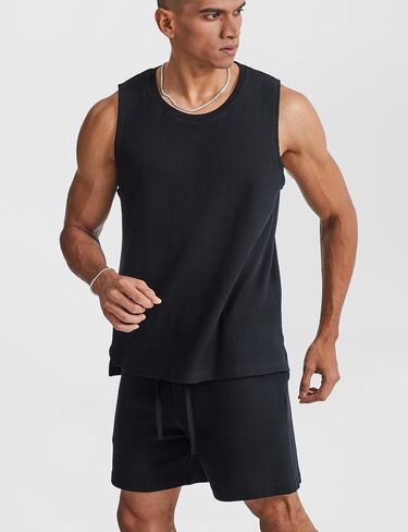 Ouber Men's Athletic Waffle Tank Top – Sleeveless Cotton Gym Shirt for Workout & Running in Saudi Arabia