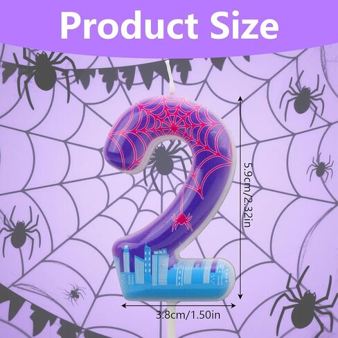 شمعة رقم عيد ميلاد العنكبوت ، كعكة العنكبوت الأرجواني العنكبوت الشمعة رقم شمعة لمستلزمات الحفلات الزخارف ذات الطابع الهالوين (3) in Kuwait