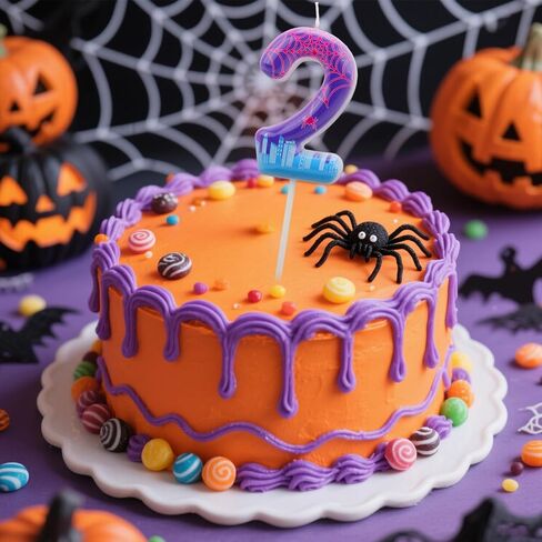 شمعة رقم عيد ميلاد العنكبوت ، كعكة العنكبوت الأرجواني العنكبوت الشمعة رقم شمعة لمستلزمات الحفلات الزخارف ذات الطابع الهالوين (3) in Kuwait