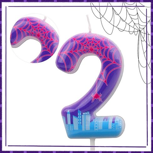 شمعة رقم عيد ميلاد العنكبوت ، كعكة العنكبوت الأرجواني العنكبوت الشمعة رقم شمعة لمستلزمات الحفلات الزخارف ذات الطابع الهالوين (3) in Kuwait