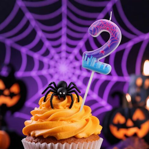 شمعة رقم عيد ميلاد العنكبوت ، كعكة العنكبوت الأرجواني العنكبوت الشمعة رقم شمعة لمستلزمات الحفلات الزخارف ذات الطابع الهالوين (3) in Kuwait