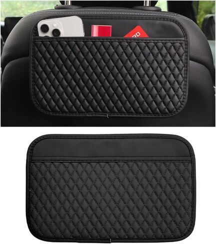 Car Seat Side Pocket Organizer, Leather Vehicle Door Window Console Storage Bag, Auto Seat Gap Filler for Phone Sunglasses Wallets Holder Tray Pouch, Universal for Most Cars (Black) in Saudi Arabia