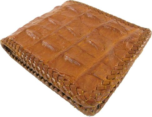 Genuine Crocodile Alligator Backbone Skin Handmade Bifold Wallet (Tan Brown) in Kuwait