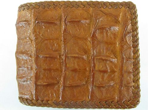 Genuine Crocodile Alligator Backbone Skin Handmade Bifold Wallet (Tan Brown) in Kuwait