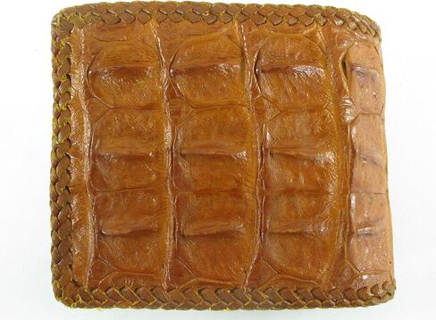Genuine Crocodile Alligator Backbone Skin Handmade Bifold Wallet (Tan Brown) in Kuwait