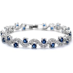 18K white gold women's Italian style moissanite diamond bracelet, sapphire bracelet, women's tennis bracelet, high-end women's gift