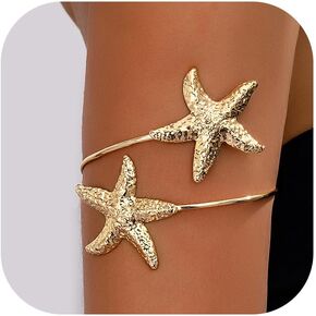 Choistily Arm Cuff Shell Bracelet Adjustable Upper Arm Cuff Bangle Gold Jewelry Gifts for Women Boho Summer Beach Vacation Essentials