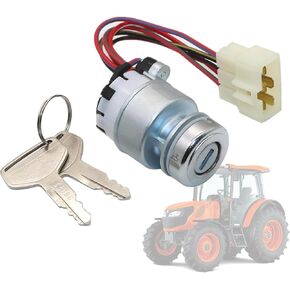 XQSMWF Ignition Starter Switch with Keys Compatible with Kioti CK DK DS RX Tractor Compatible with Kubota DK40SE DS4510HS and More Replace 36919-75160 36919-75162 T4520-75174 T4625-B0100