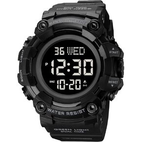 XCZAP Large Dial Stopwatch Mens Watches LED Light Digital Wristwatches 5Bar Waterproof Countdown Clock