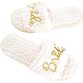 Bride Slippers,Bride Slippers for Wedding Day,Pearl Bride Flip Flops,White Slippers for Bride, Future Mrs Gifts Bride To Be Gifts Bridal Party Gifts Bridal Shower Gift
