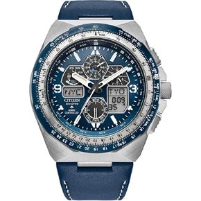 Citizen Men's Eco-Drive Promaster Skyhawk A-T Watch, Blue Dial, Blue Leather Strap, Atomic Timekeeping (Model: JY8148-08L)