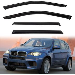 4pcs خارج القناة الدخان دخان الحارس المطر متوافق مع 2007-2013 BMW x5 e70 الشريط على تنفيس النافذة