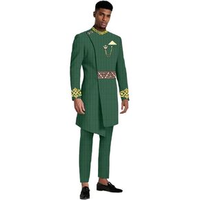 African Clothing for Men Embroidery Designed Jacket Pants Set African Wedding Outfits Evening Dress