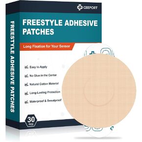 30 Pack Freestyle Adhesive Patches, Sensor Covers Intended for Freestyle Libre 2/3-Enlite-Medtronic Guardian, CGM Sensor Patches, No Glue in The Center, Long Fixation for Your Sensor(Tan)