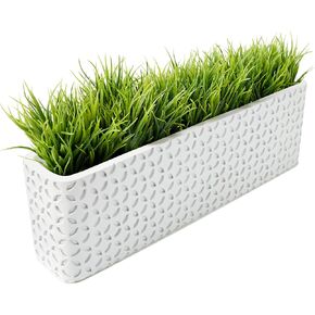 Seeko العصارة الاصطناعية في زارع السيراميك المستطيلة (13.5 ") - نباتات مزيفة لديكور القطع المركزية لغرفة الطعام ، المكتب ، المطبخ ونافذة عتبة النافذة